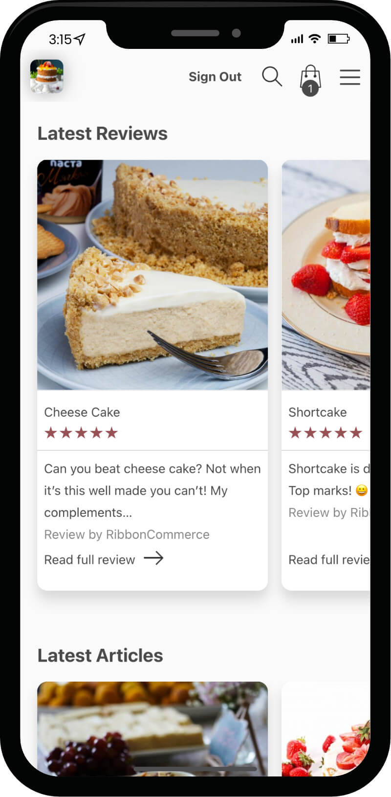 Screen shot showing how to display product reviews on your home page